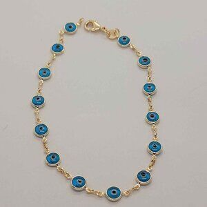 Brazilian 18k Gold Filled Blue Evil Eye Anklet